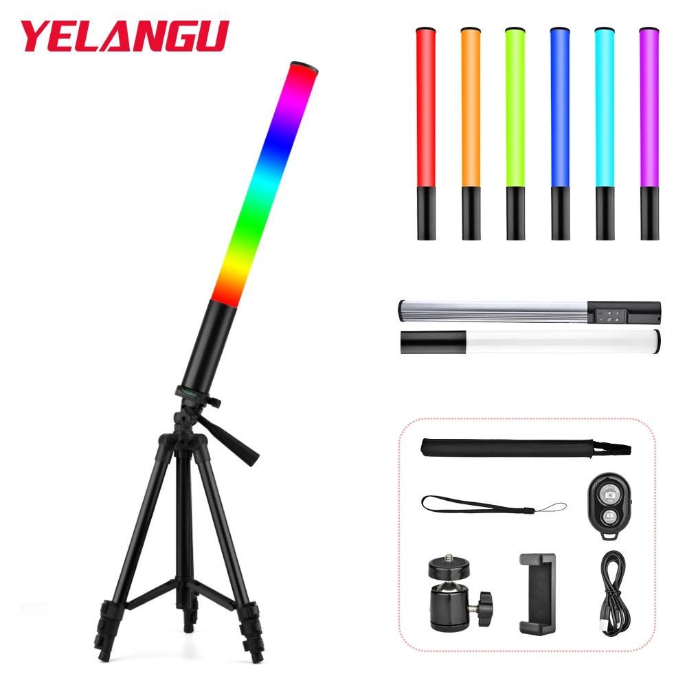 

RGB Video Light Stick Handheld LED Photography Lighting Stick with Tripod Holder CRI95 12 Scene Modes Fill Lamp for Youtube Vlog