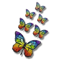 wooden wall decor 6 piece colorful painting butterflies modern nature quality great gift ideas home office decoration new 3d creative stylish door wardrobe fridge kitchen living room kids room cute ornament art