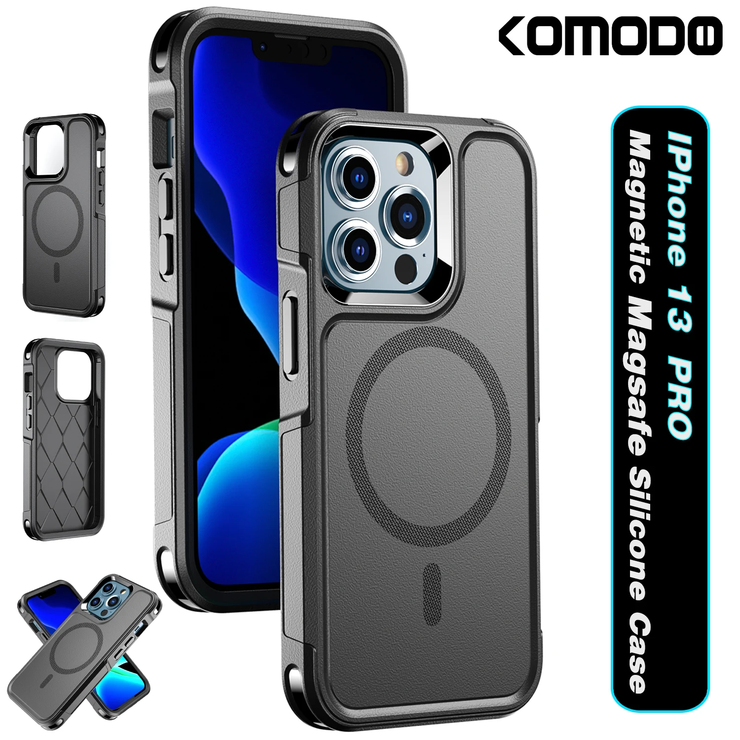 

For iPhone 14 13 Pro Magnetic Case Military Grade Protection Back Shockproof Phone Case for iPhone 12 Pro Max mini Bla