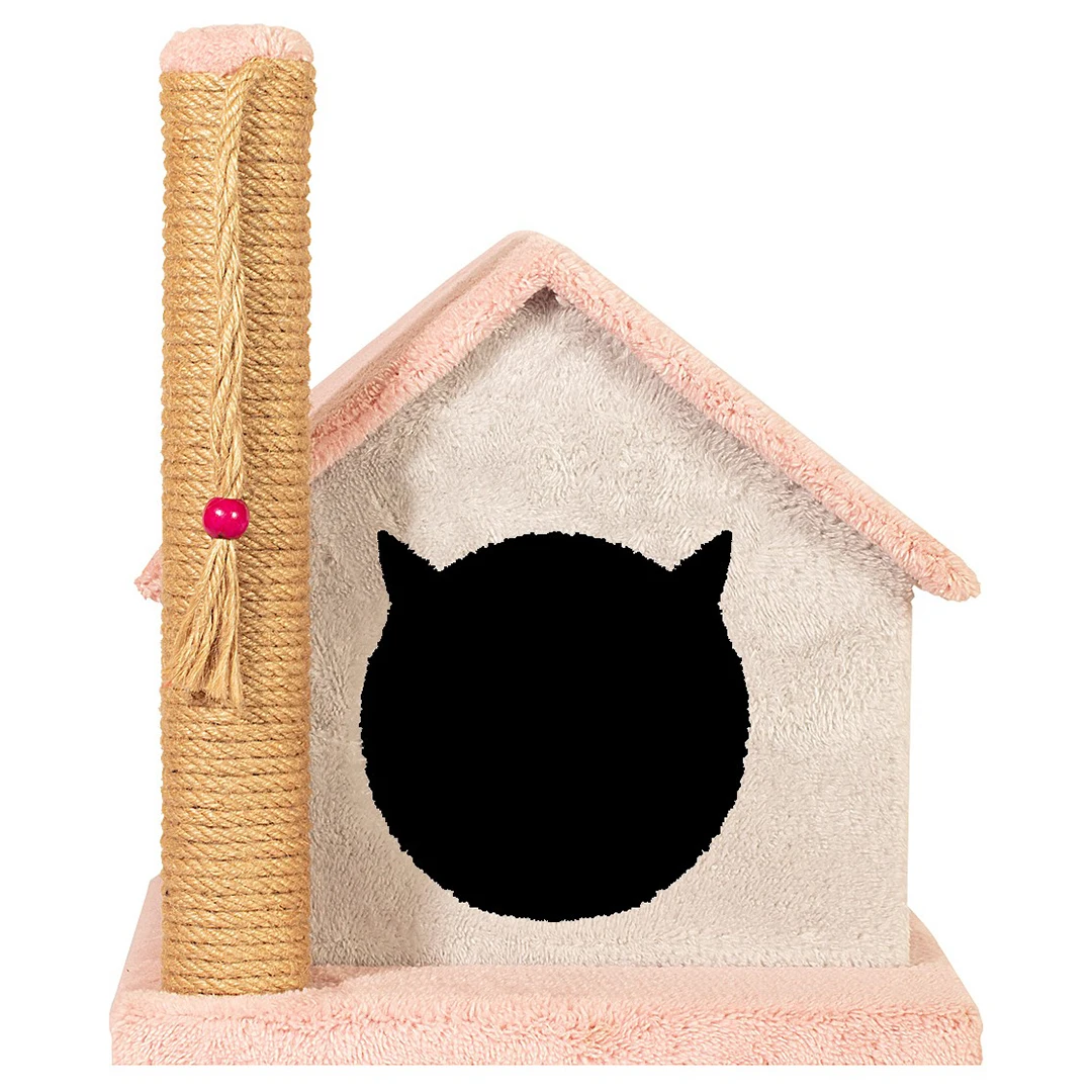 

Wooden Cat House and Cat Scratching House-Handy Little Cat Pet Pet House, cat Toy Home Quality and Healthy