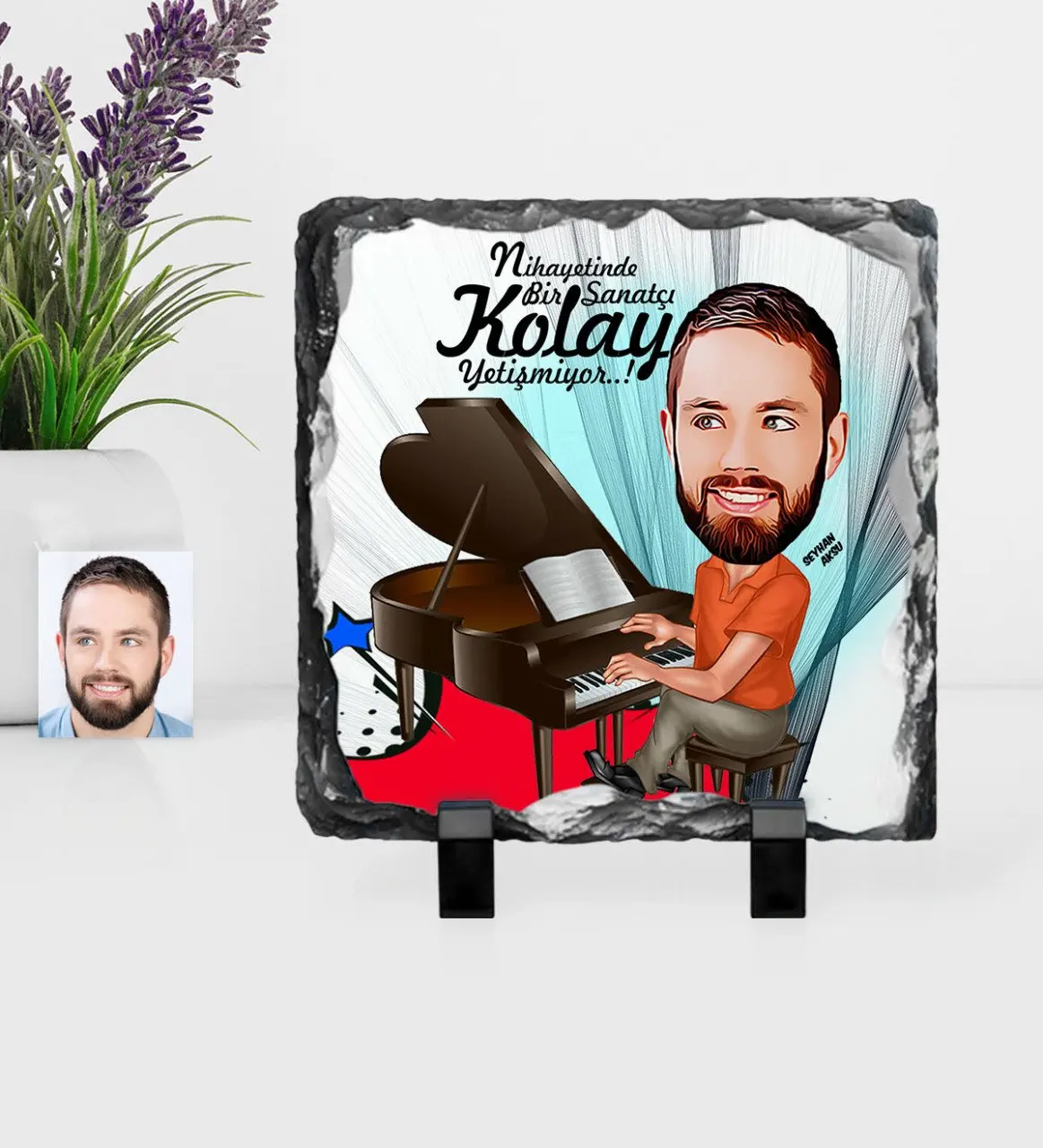 

Персональный мистер пиянист карикатура Декоративного Натурального Камня-1