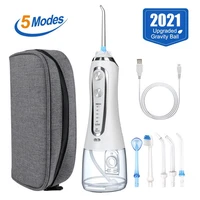 5 modes portable oral irrigator 300ml dental water flosser jet usb rechargeable irrigator dental teeth cleaner 5 jet tip bag