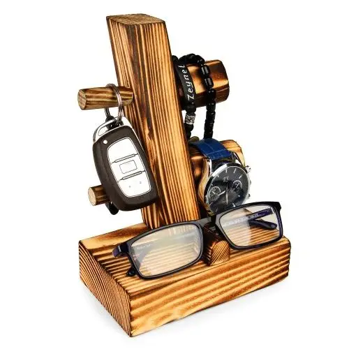 

Desk Organizer Set Wooden Table Top Office Decor Accessories 6 Pieces Real Wood Decorative Authentic Handmade Custom Name Holder