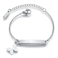 butterfly chain adjustable bracelet customized engraving name stainless steel bracelet for couple women men lady boy girls gift
