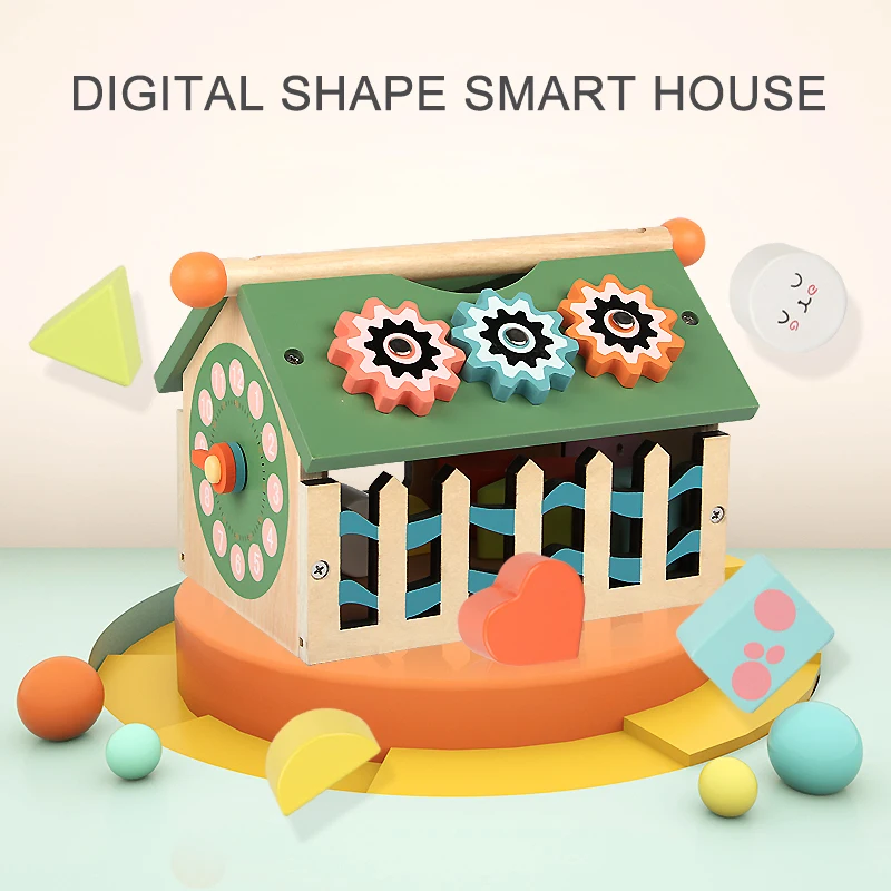 

Digital Enlightenment House Shape Cognitive Wisdom House Wooden Disassembly Building Blocks Children's Educational Toy Gift