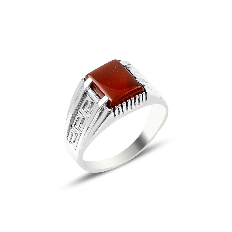 

Silver 925 Sterling Red Agate Stone Ring