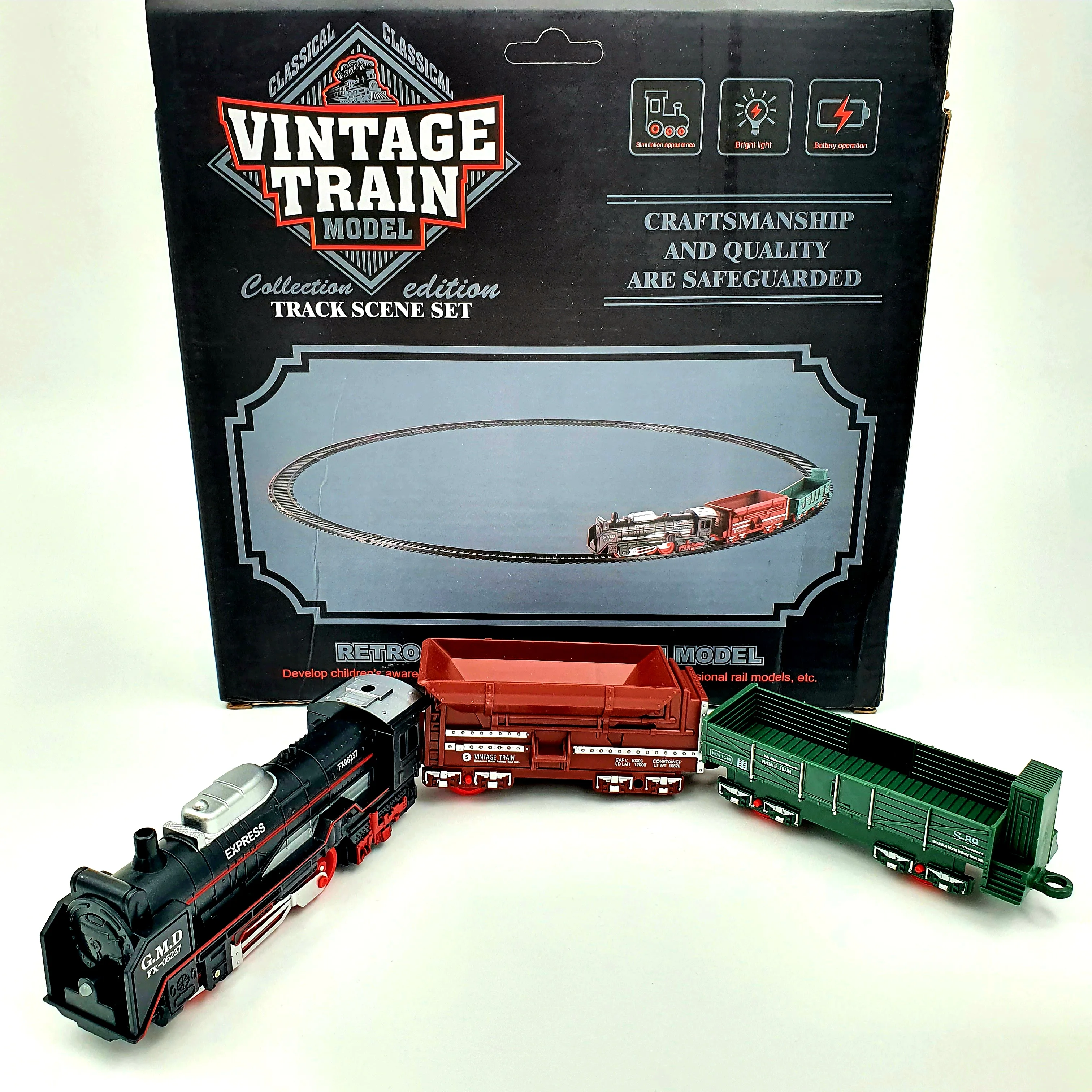 Железная дорога VINTAGE TRAIN поезд на батарейках звука локомотива световые эффекты 13