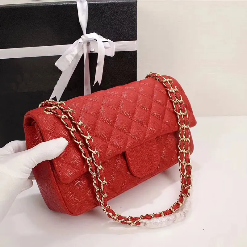 Красный Икра cadeia saco de ombro das mulheres marca de luxo de couro real da qualidade превосходный дизайн Classico da moda bolsas - Цвет: Красный
