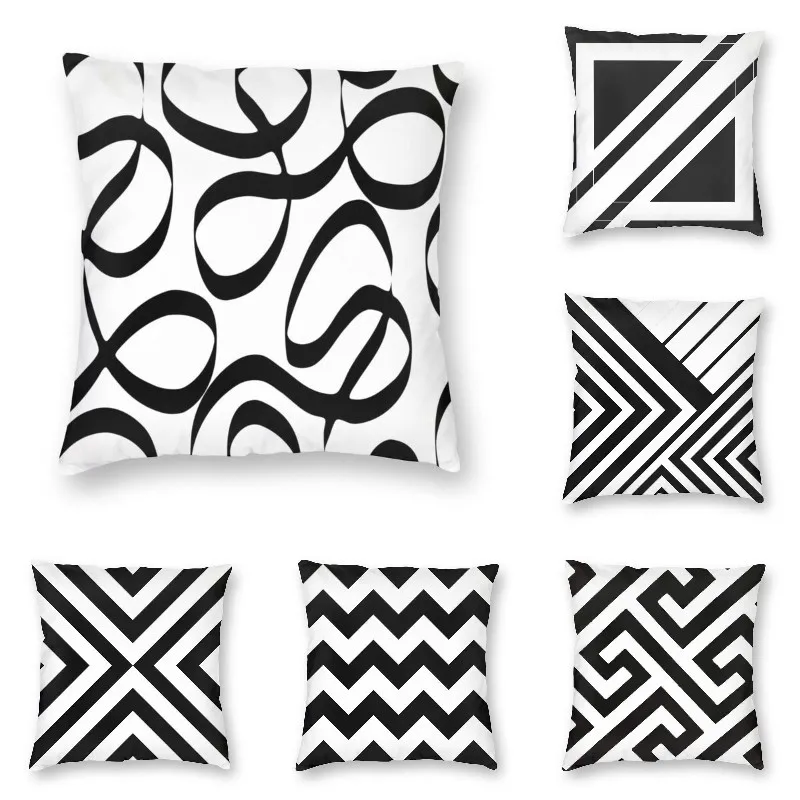 

Наволочка в черно-белую полоску, современный крутящийся чехол для диванной подушки, украшение для спальни, с геометрическим рисунком, чехлы...