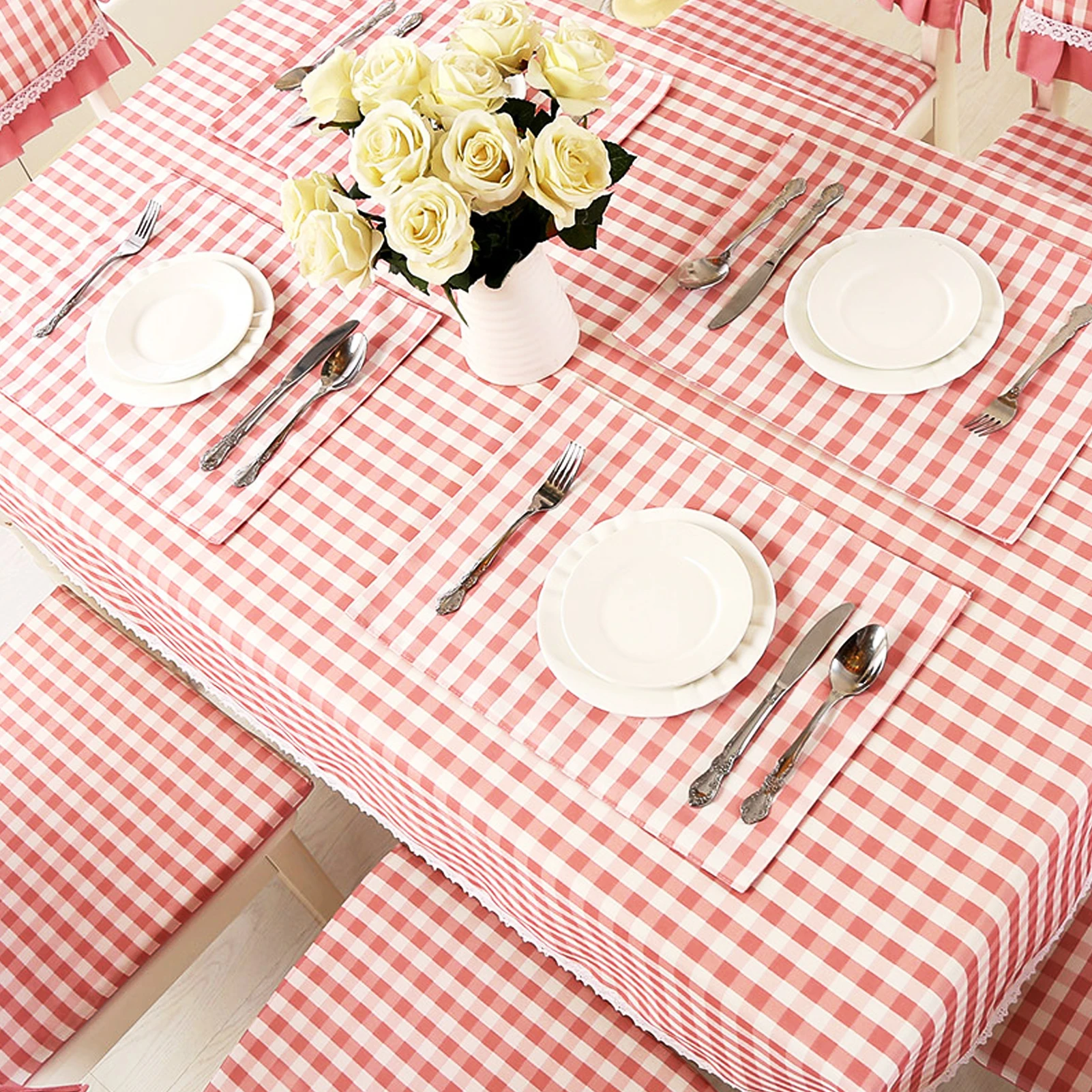 

Pastoral Plaid Waterproof Tablecloth Rectangle Table Cover Desk Cloth Table Decoration Accessories for Home and Outdoor Picnic