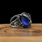 Pukka реальные 925 стерлингового серебра натуральный камень циркон Ax модель кольцо для мужчин Aqeq ювелирные изделия из оникса Модные Винтажные подарок аксессуар