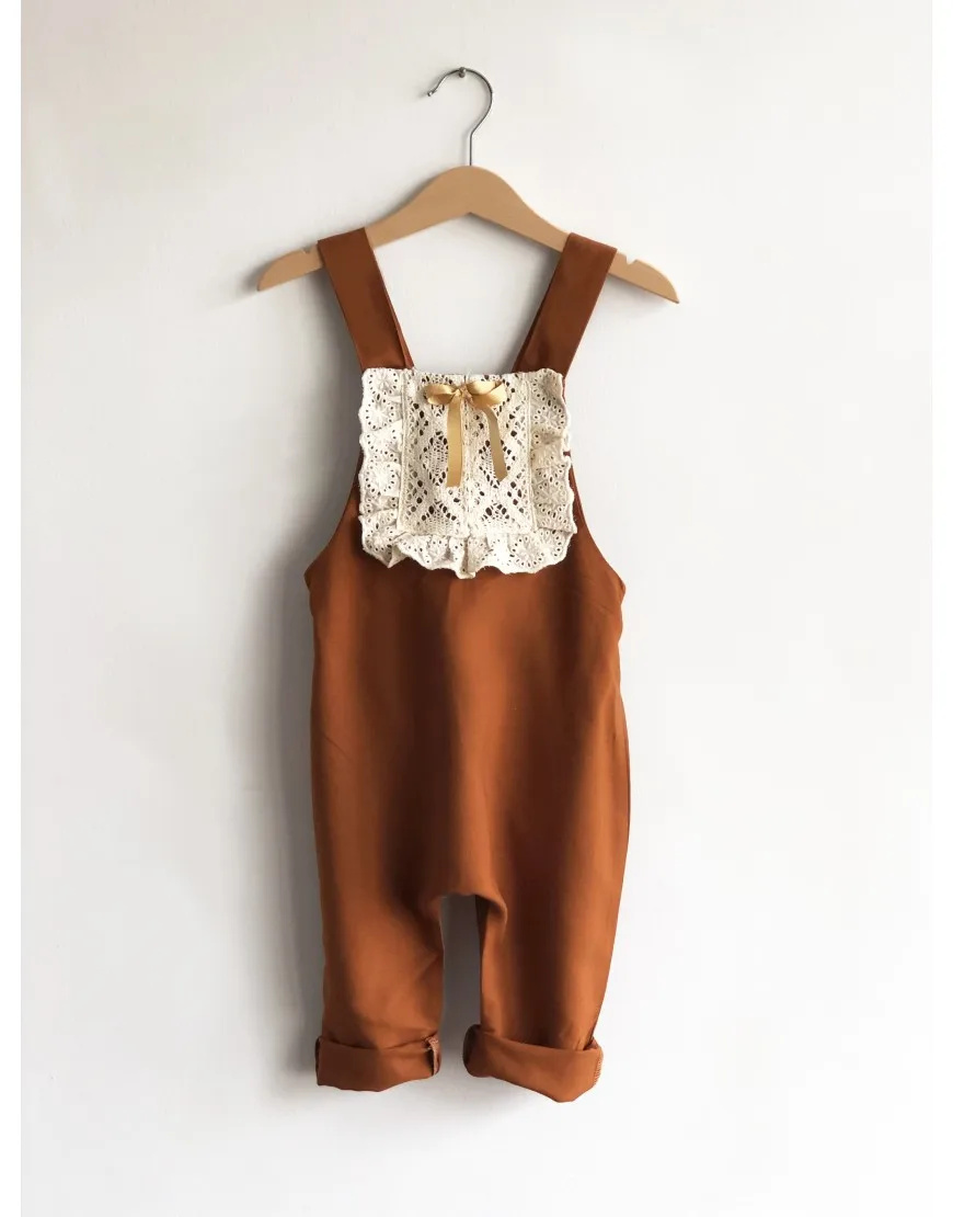 

Coffee Linen Laced Jumpsuit