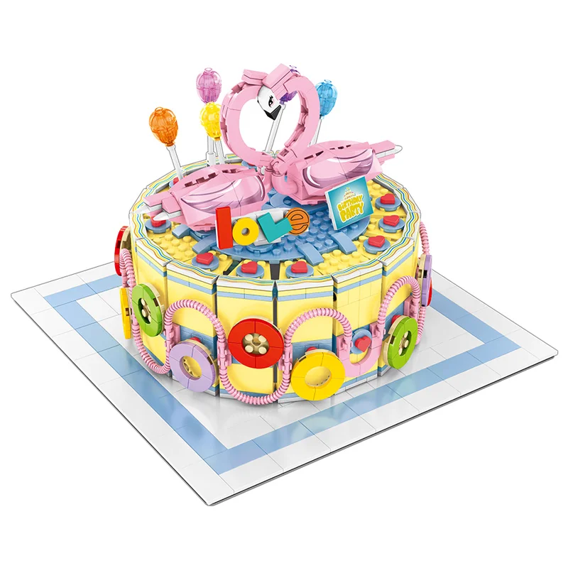 New Birthday Cake Toys Gift Racing Car City Street View Idea Building Blocks Bricks Educational Toys for Girls