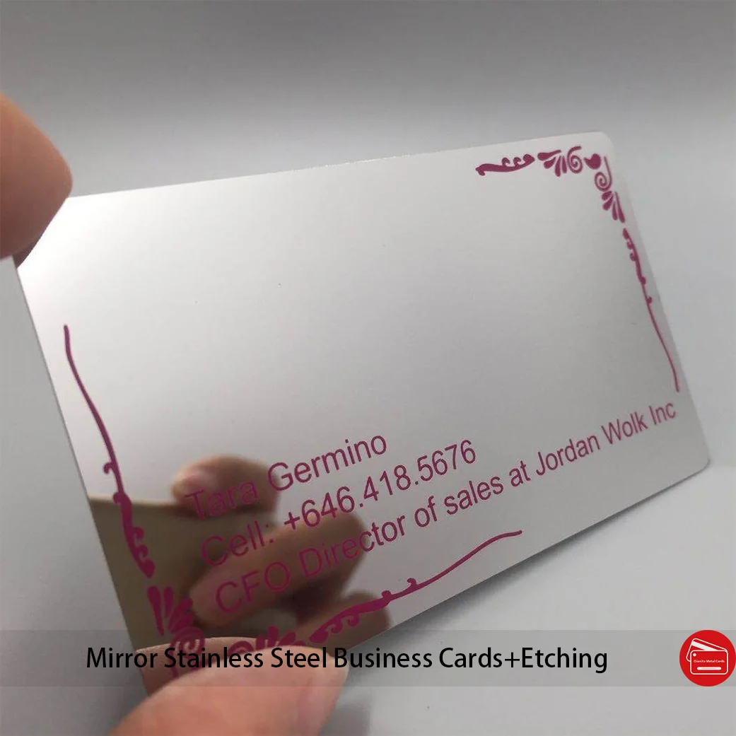 Заказная Роскошная зеркальная металлическая визитная карточка с