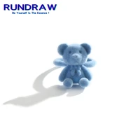 rundraw cute fashion women cartoon blue bear opening adjustable ring for hip hop women men animal party jewelry rings