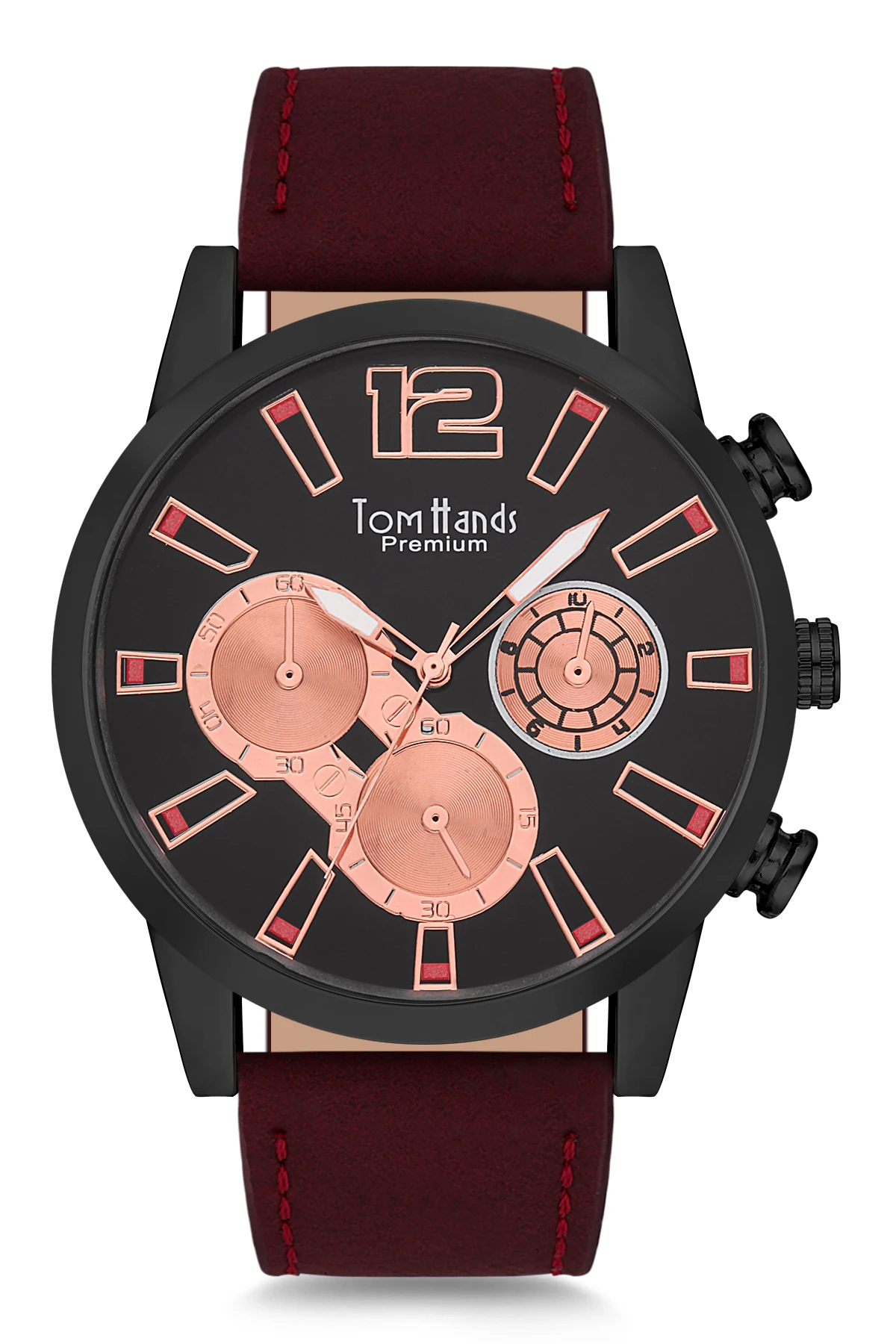 

2020 top Brand Luxury Fashion Men 'S Burgundy Leather Quartz Wristwatches Clock THST1-T0160-EDB33 Tom & Hands