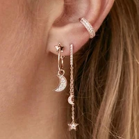 vintage earring sets for women shiny zircon moon star flowers bee tassel evil eyes earrings bohemian girl party jewelry gifts