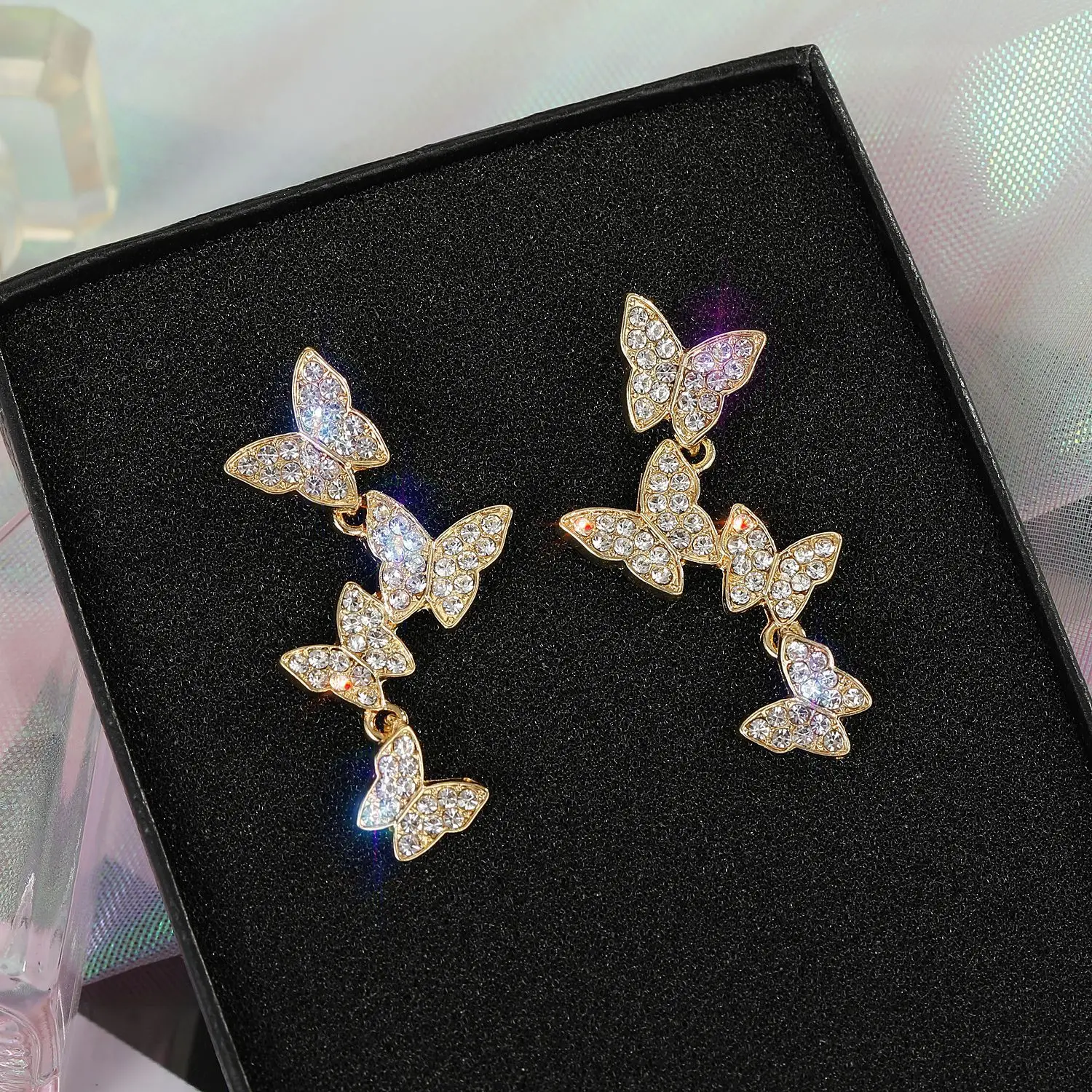

925 Silver Needle Pearl Butterfly Earrings White Butterfly Customized Earrings