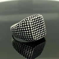 silver dot embroidered ring turkish handmade warrior ring ottoman jewelry gift for him