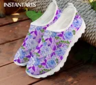 Женские кроссовки INSTANTARTS, летние, дышащие, на плоской подошве, с фиолетовыми розами