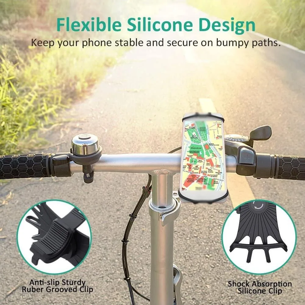 silicone bicycle phone holder for iphone 11678xxr for xiaomi 4 0 6 1 inch phone cell phone mount band bike gps clip free global shipping
