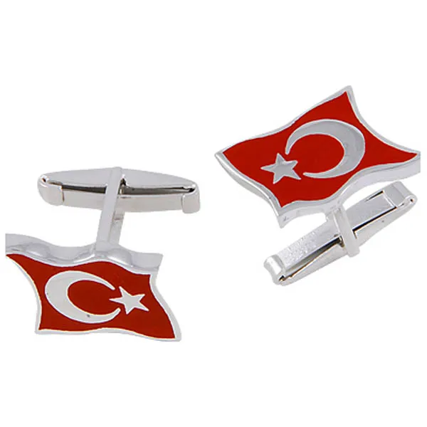 

Silver 925 Sterling Turkish Flag Cufflinks
