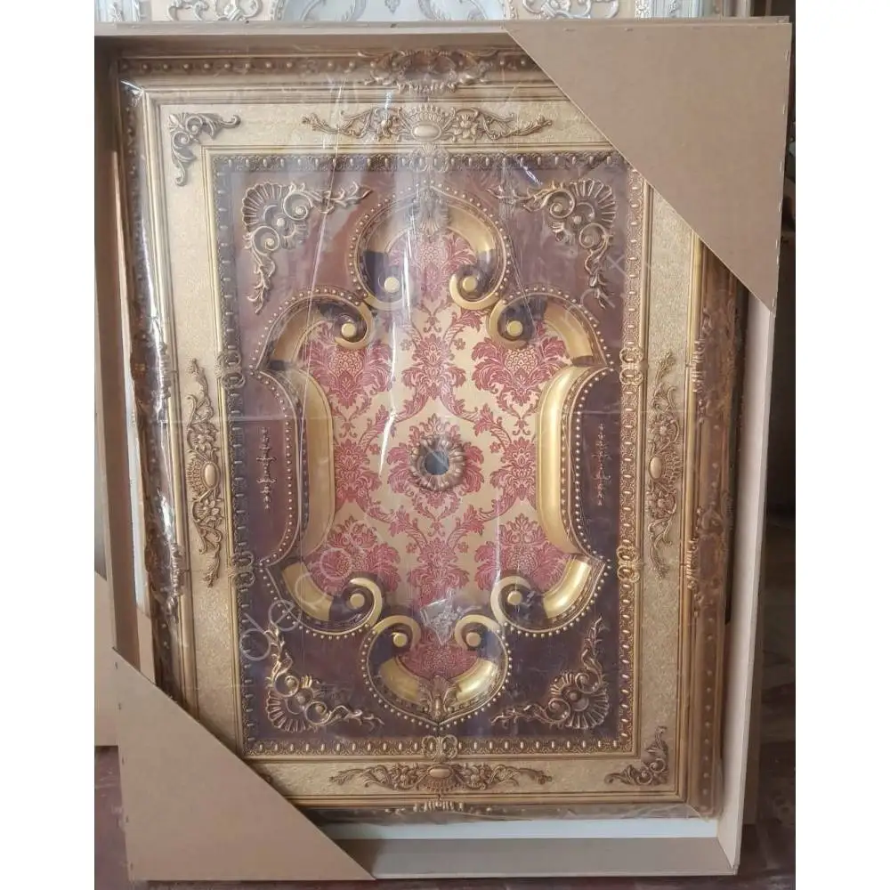 

DECOGOLD Decorative Rectangle Design Brown Colored Vintage Pattern Ceiling Medallion 90x120cm