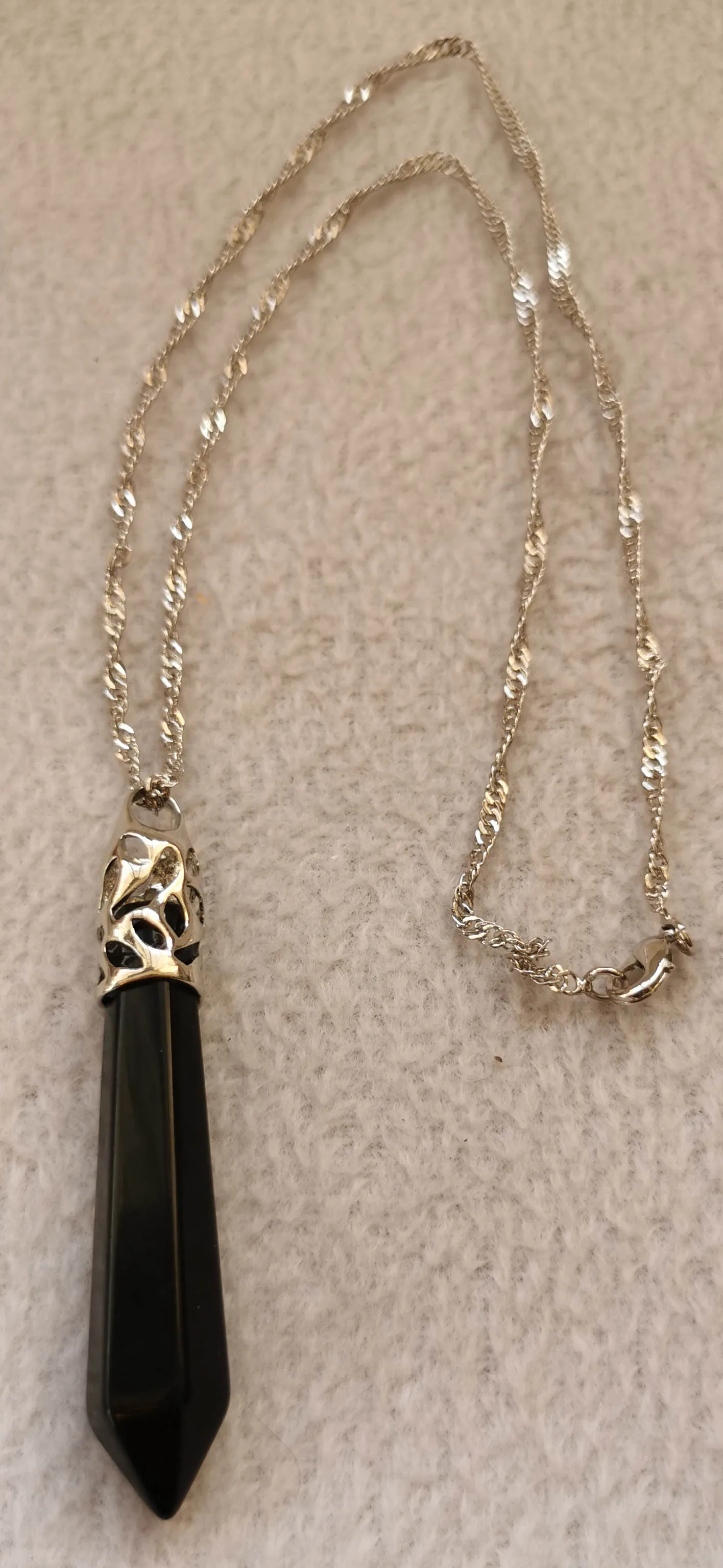 

10set Hexagon Spike Point Pendant Charm with 24k gold electroplated cap - Black agate sharp pendant -necklace 18inch