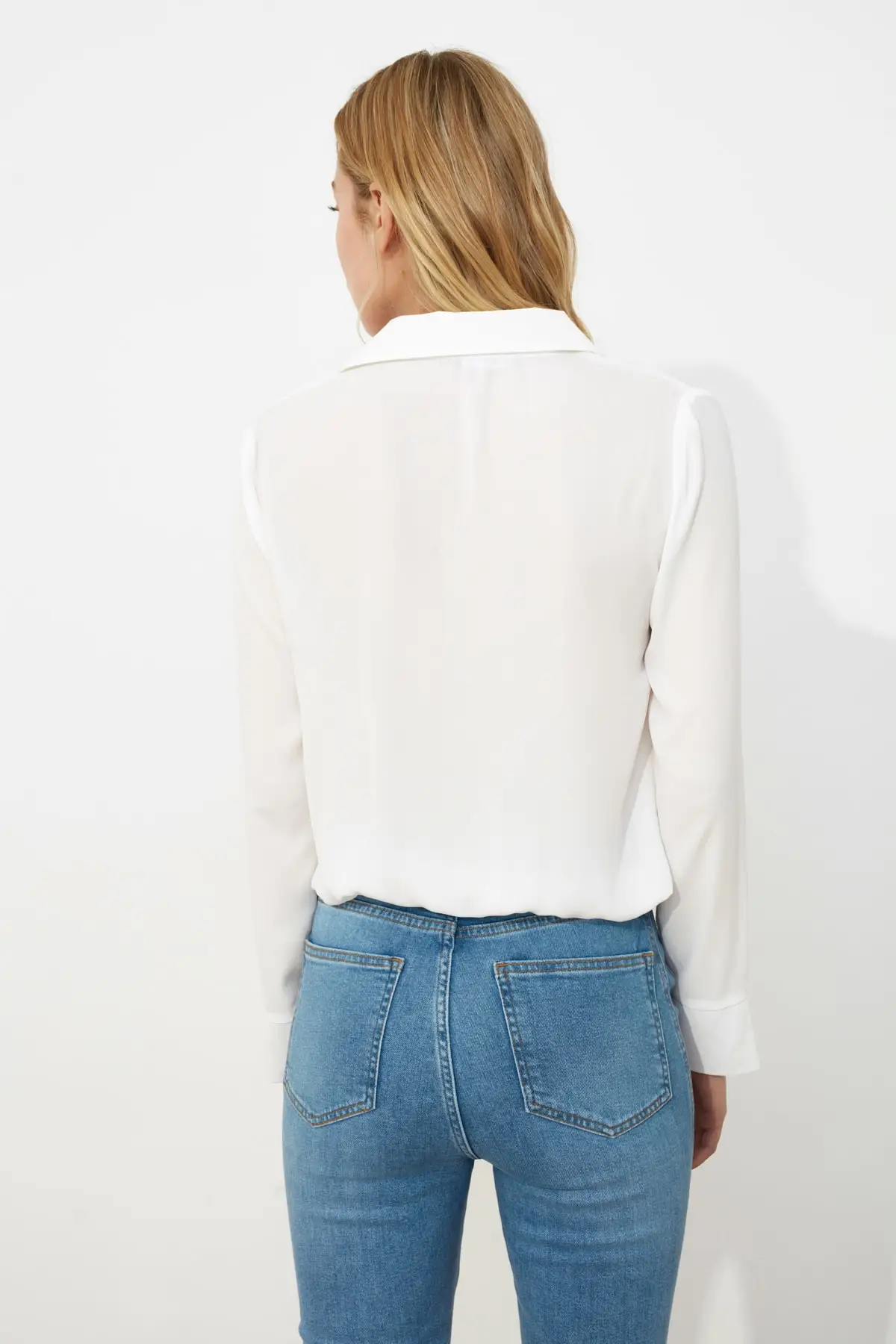 

Ecru Double Breasted Semi Transparent Blouse