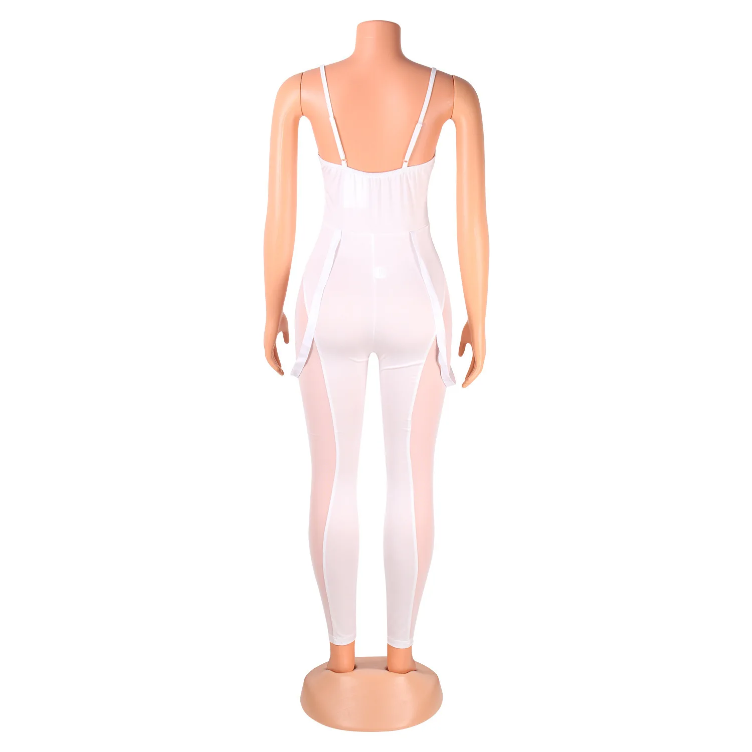 Hot Selling Outdoor Skinny Raised Lines Pattern Suspenders Mid Waist Women Jumpsuit