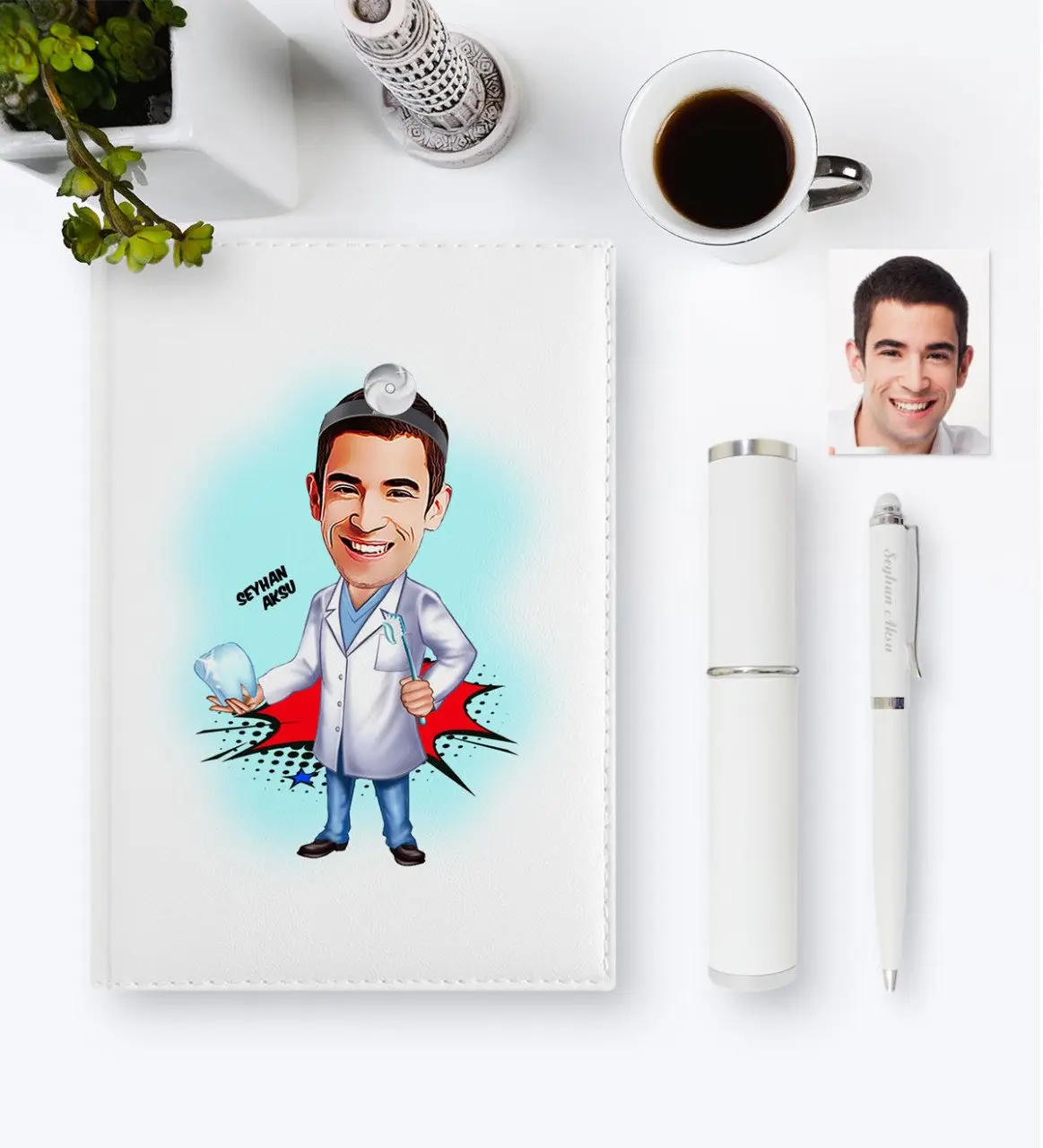 Персонализированные Mr стоматолога мультфильм 2020 кожаный Органайзер и ручка