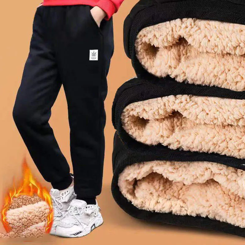 Children's Clothing Warm Sweatpants for Girls Unisex Boy Pencil Trousers Boys Pants Winter Thicken Pants with Velvet Lining