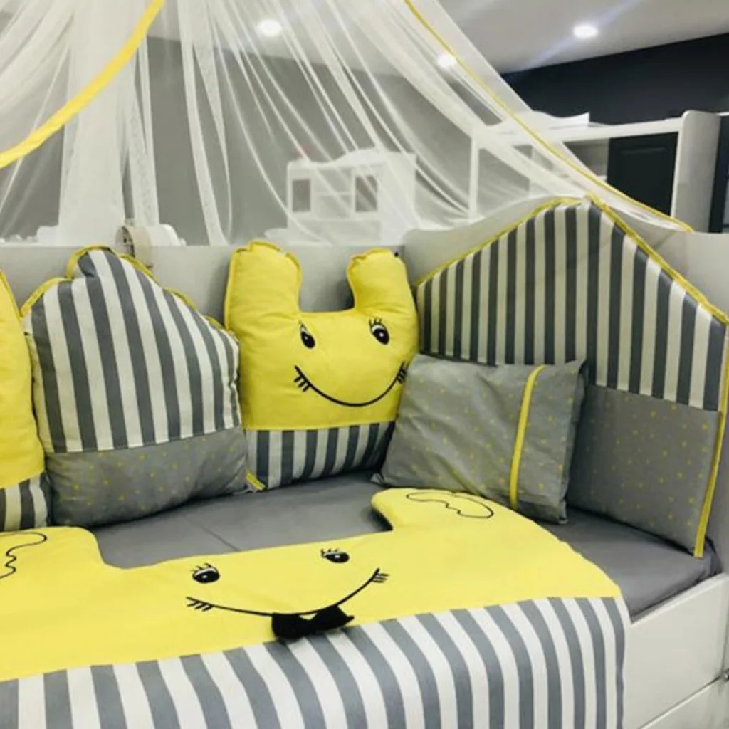 

Baby Bedding Sets Satin Bed Linen Cotton Cover Bed Sheets Ornamental Pillow Cradle Bumpers In The Crib Four Seasons 11 Pcs