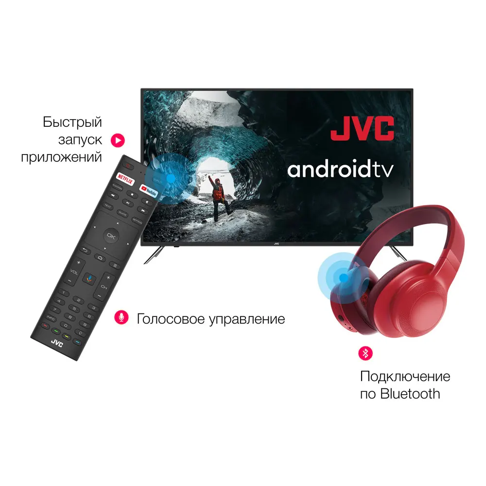 Телевизор 4K 43" JVC LT-43m790 UHD Smart Android TV Bluetooth Wi-fi 5Ггц Голосовое управление Google