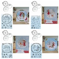 circle wheel winter girls chirstmas scene clear stamp match cutting dies diy card album make scrapbook crafts stencil new 2020