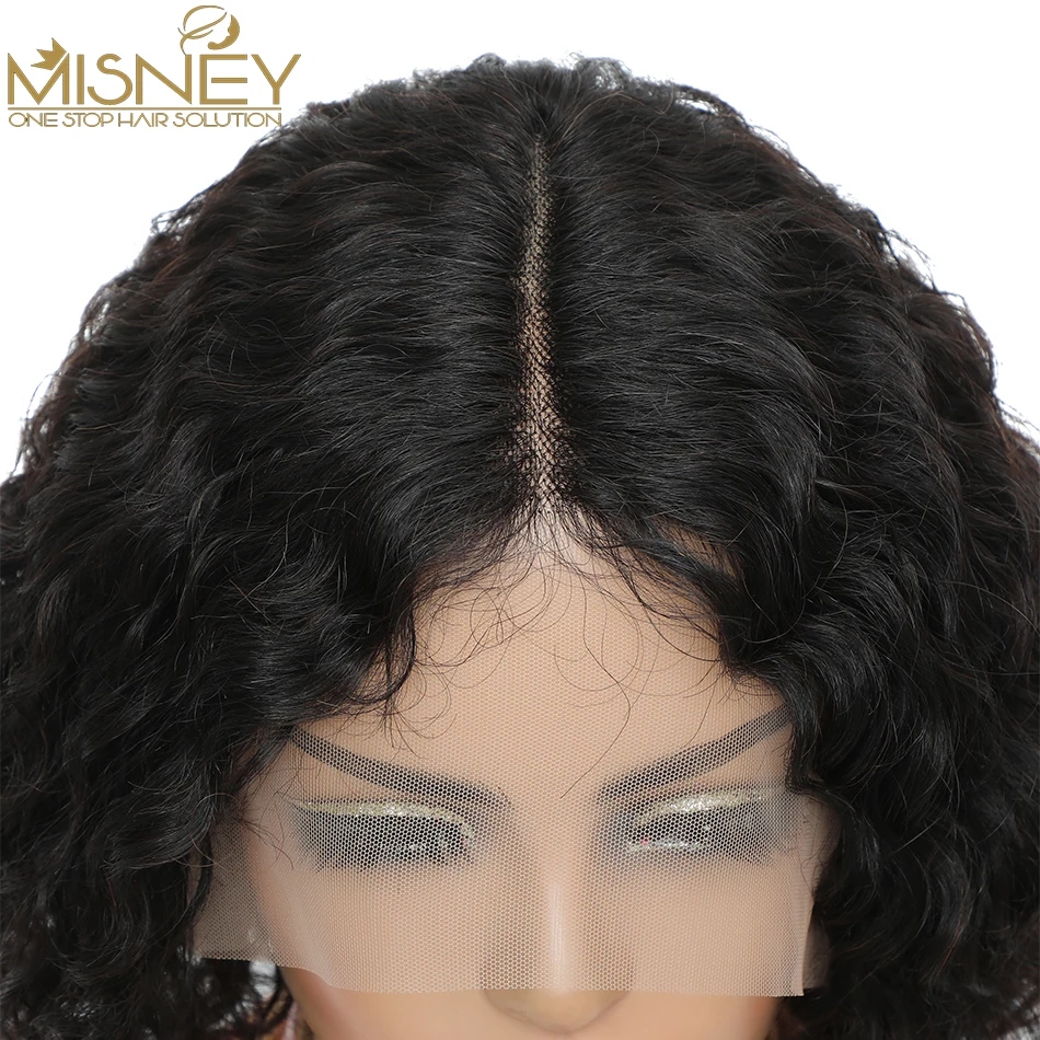 Water Wave T Part Lace Human Hair Wigs For Women Short Bob Middle Curly Wig Brazilian Remy