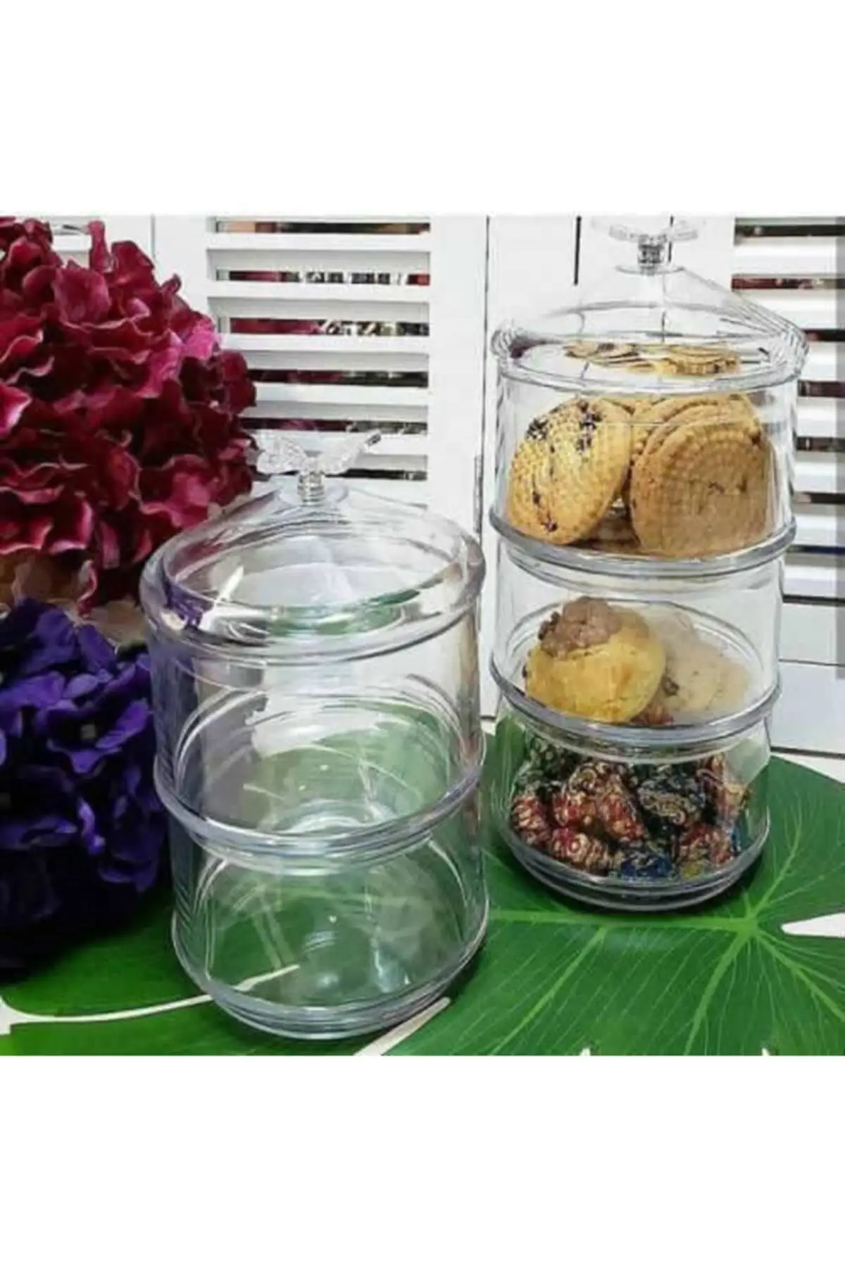 

Round Transparent Acrylic Container Cookie Candy Fruit Cosmetic Makeup Cotton Pad Organizer Jewelry Storage Box Jars Holder