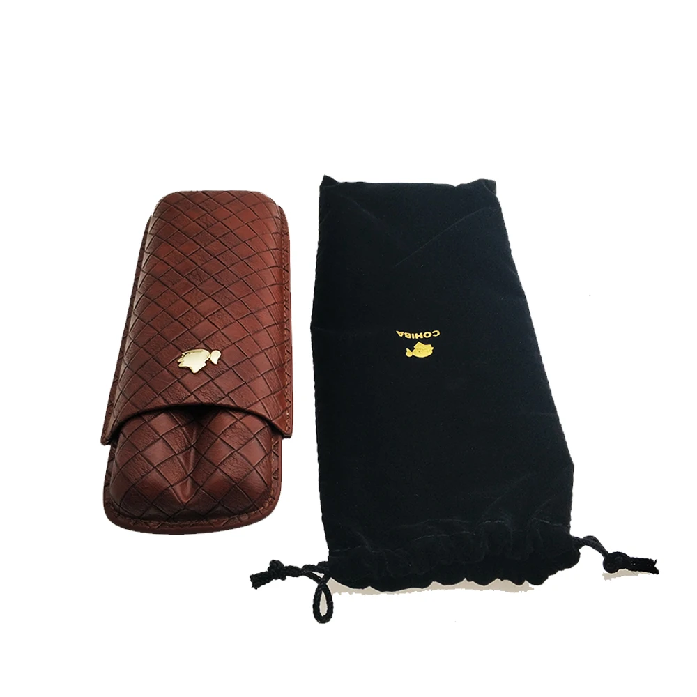 COHIBA Роскошный кожаный чехол для сигар путешествий Humidor 2 трубок портативный