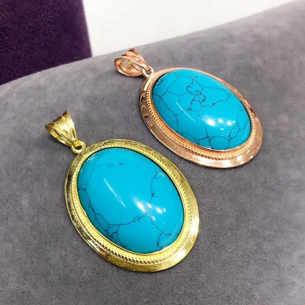 Зеленый миндальный шекель бирюза камень большой кулон наконечник серебряное