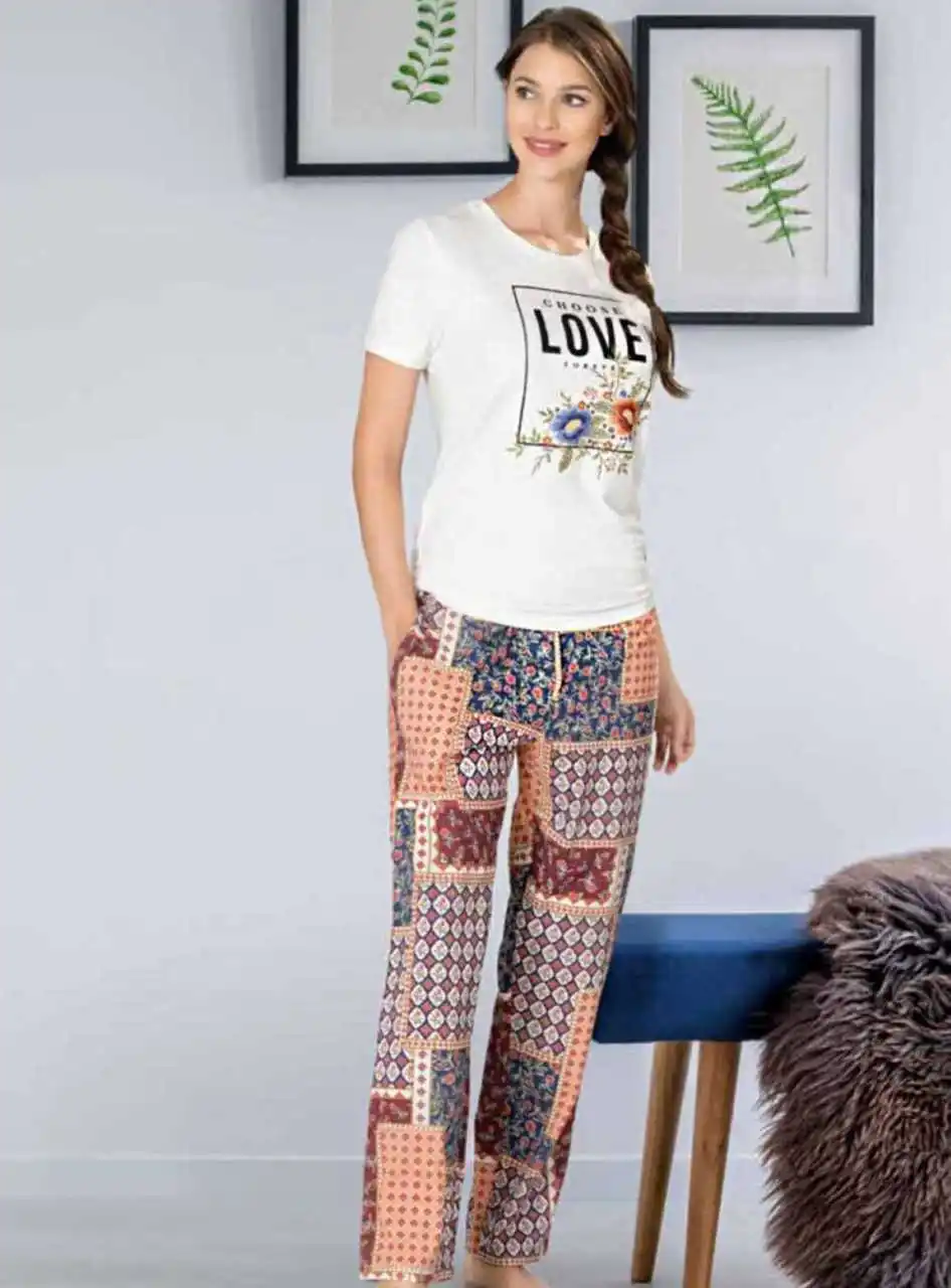 

Women pajama set new season high quality short sleeve capris free shipping