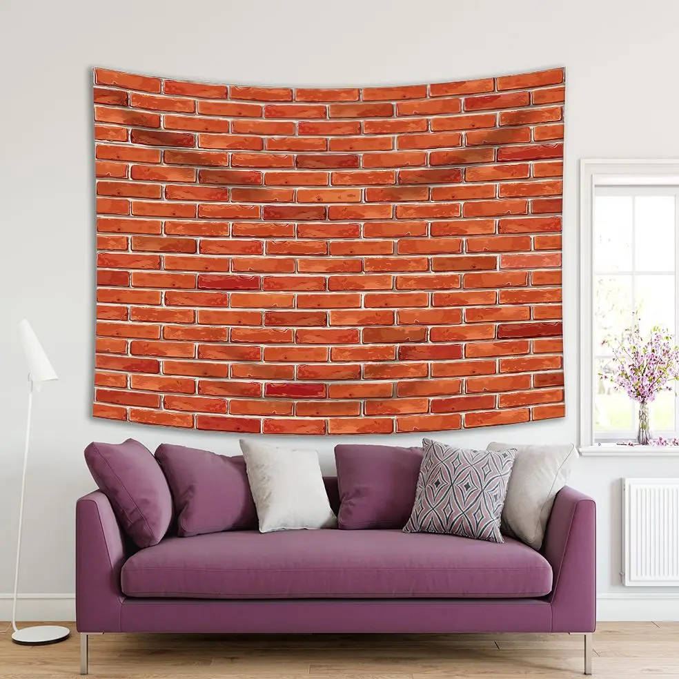

Tapestry Red Brick Wall Rough Surface Construction Modern Industrial Decorating Artwork Printed