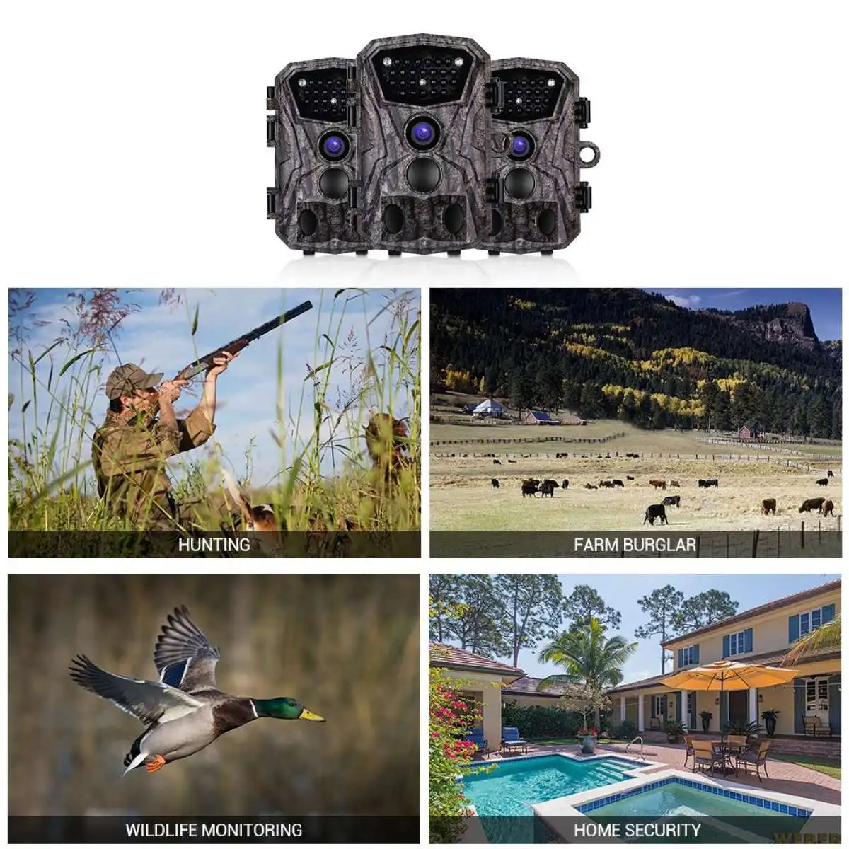 

H8201 Outdoor Trail Camera Night Vision 170 Degree Wide Angle Wildlife Camera with Night Vision Motion Activated Waterproof
