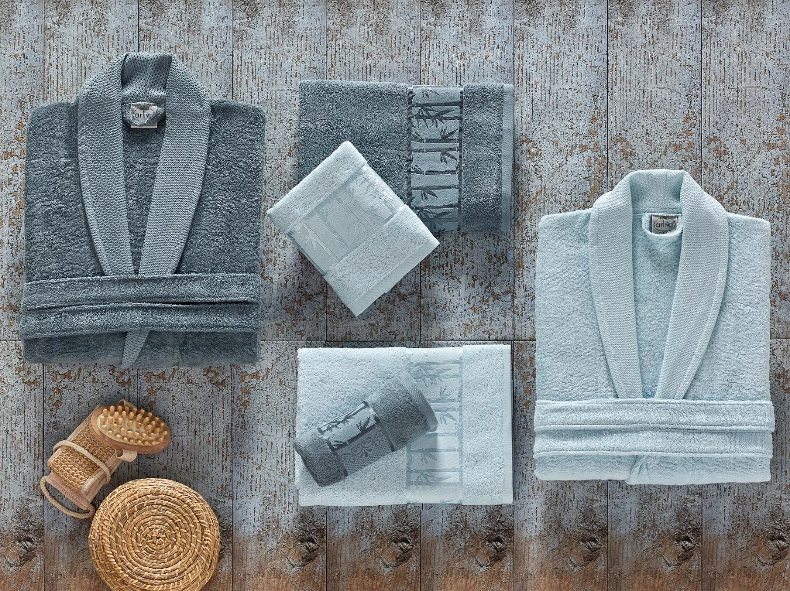 

BAMBOO 6 PIECES JACQUARD FAMILY BATHROBE SET MEN BATHROBE WOMEN BATHROBE BAMBOO TOWEL BAMBOO BATH TOWEL FACE TOWEL SPA BATH POOL