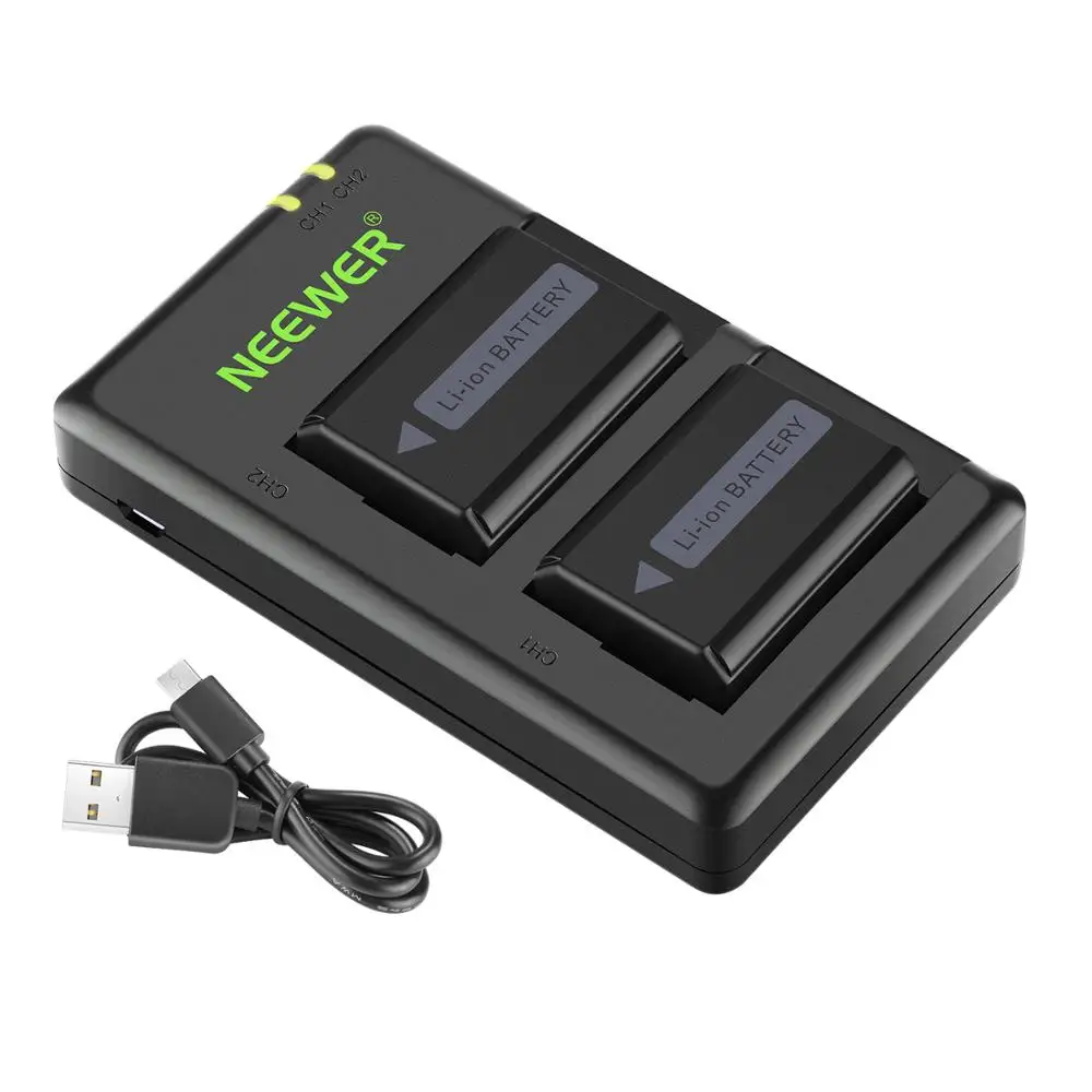 Neewer NP FW50 зарядное устройство камеры Набор для Sony (2 Pack Замена батареи 1100mAh микро USB