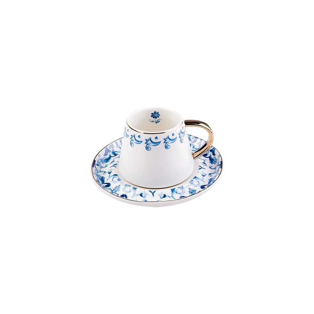 

Turkish Coffee Cups Set Blue Gold Espresso Latte Arabic Coffee Set Of 6