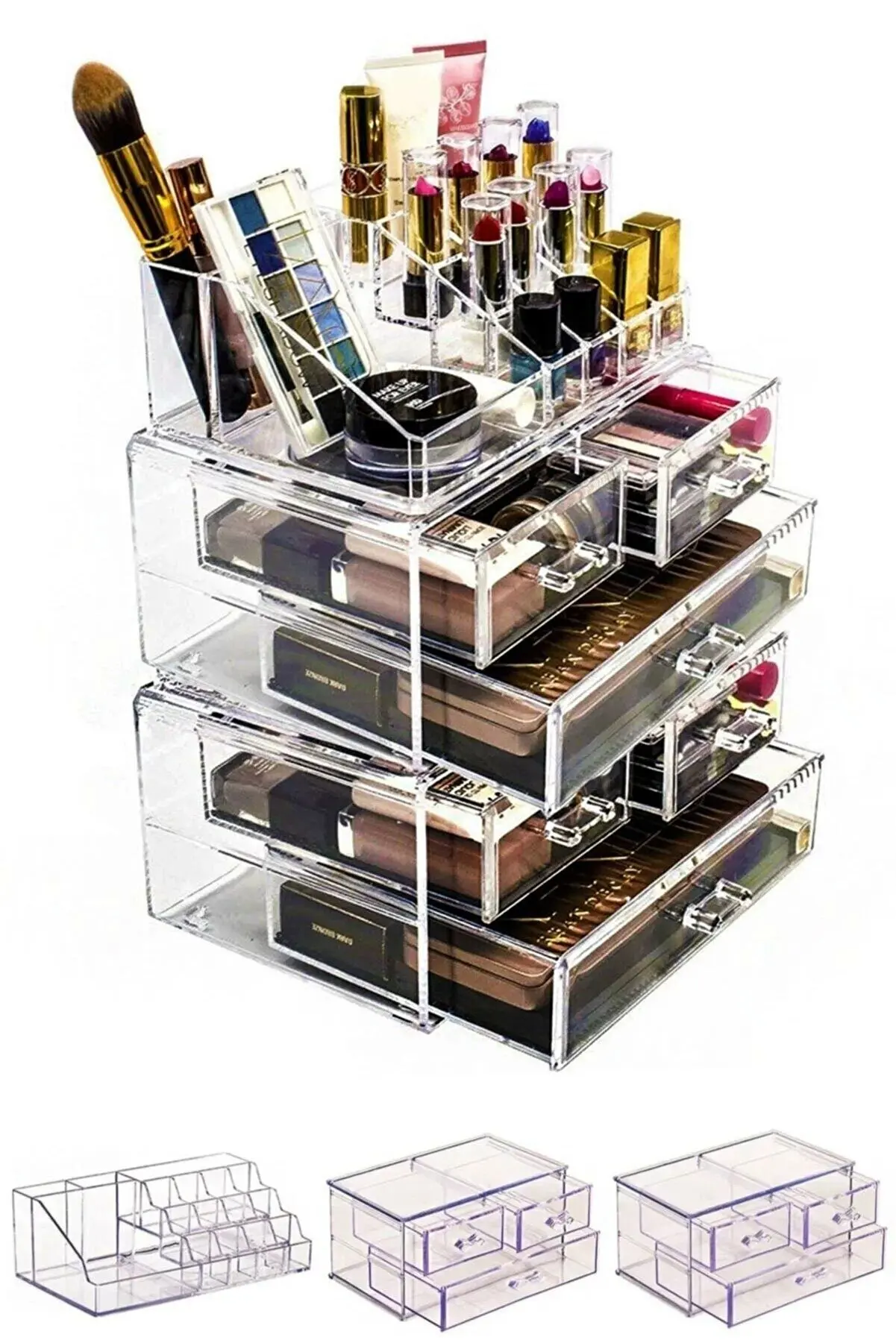 Makeup Organizer Storage Set 5 Tiers 6 Drawers Acrylic Jewelry Bathroom Cosmetic Box Skincare Organizing Home Lipstick Applying