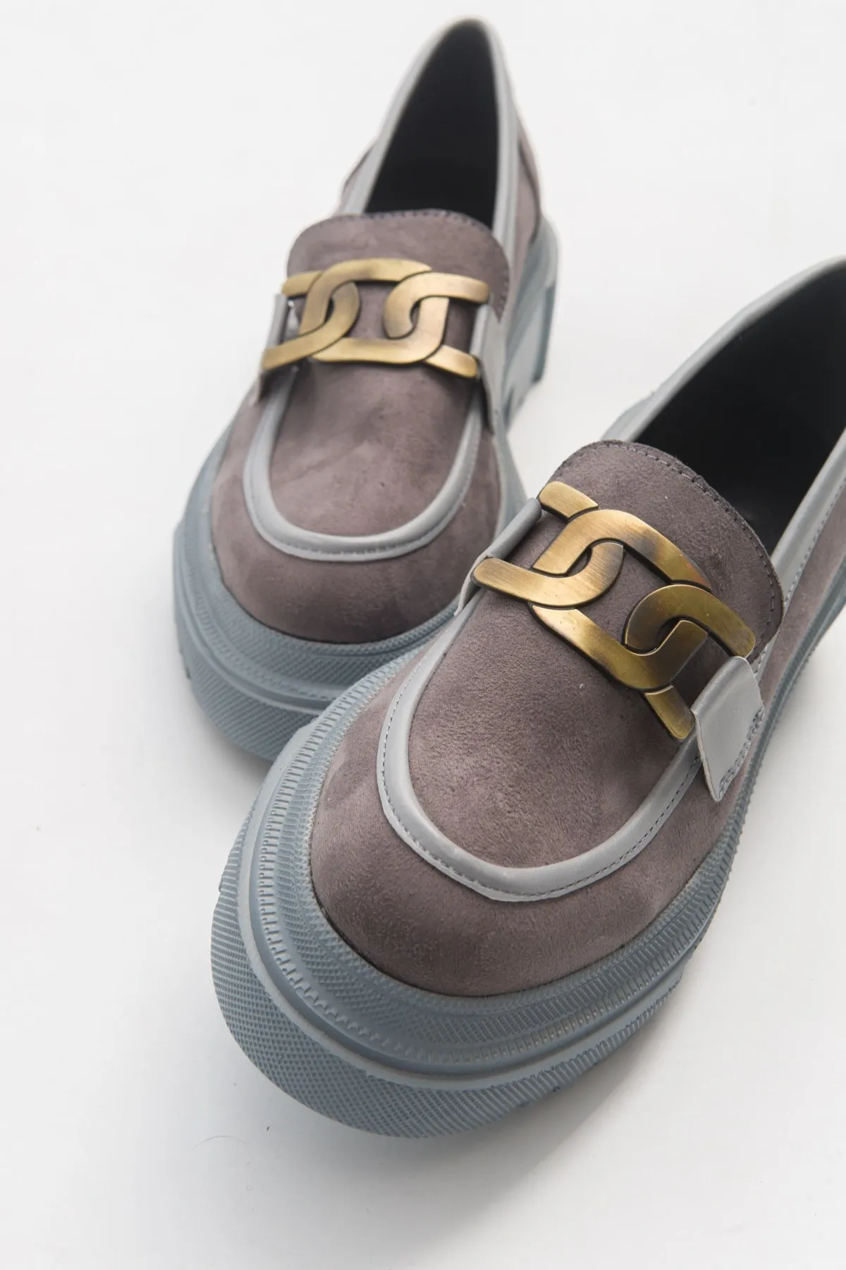 

2021 Spring Chunky Loafers Women Khaki Suede Women's Casual Shoes High Quality Thick Sole Casual Dress Office Ladies Round Toe