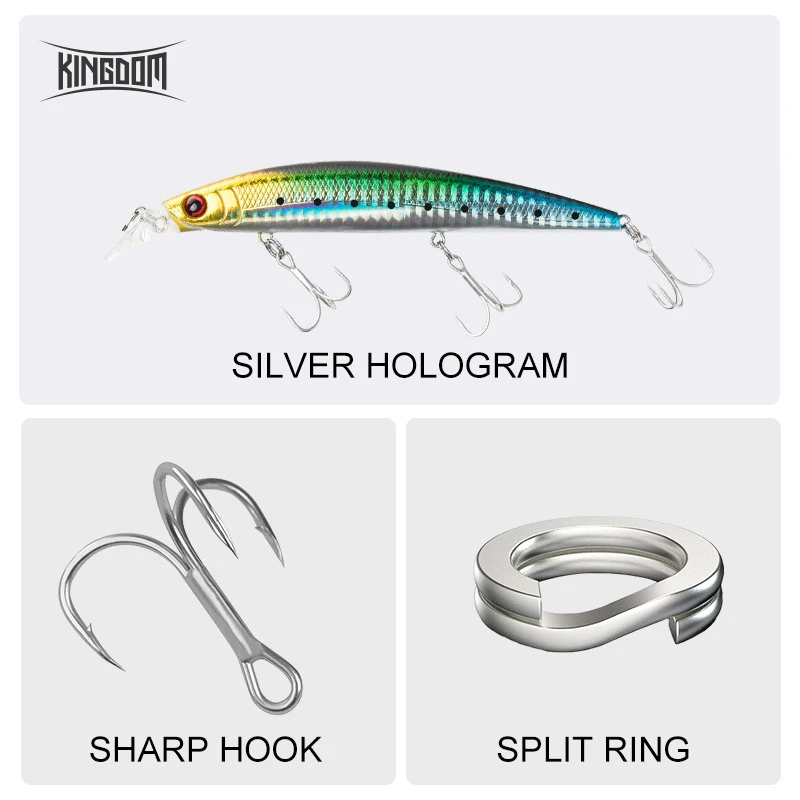 Королевство рыболовные приманки Minnow для соленой воды, моря воблеры Jertbait искусственная, жесткая, для рыбалки приманки 125 мм 23 г подойдут для морского окуня малогабаритная управляемая модель 5354