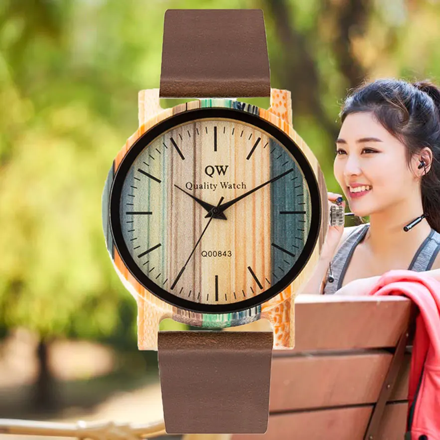 QW спортивные Montre Bambu Dama Madera Relojes De Mujer бамбуковые наручные часы женские деревянные часы с логотипом под заказ