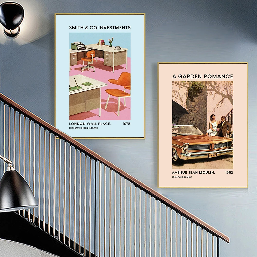 

Modern Vintage Garden Romance Print Posters retro office Canvas Painting Wall Art Pictures Bedroom Interior Home Decor
